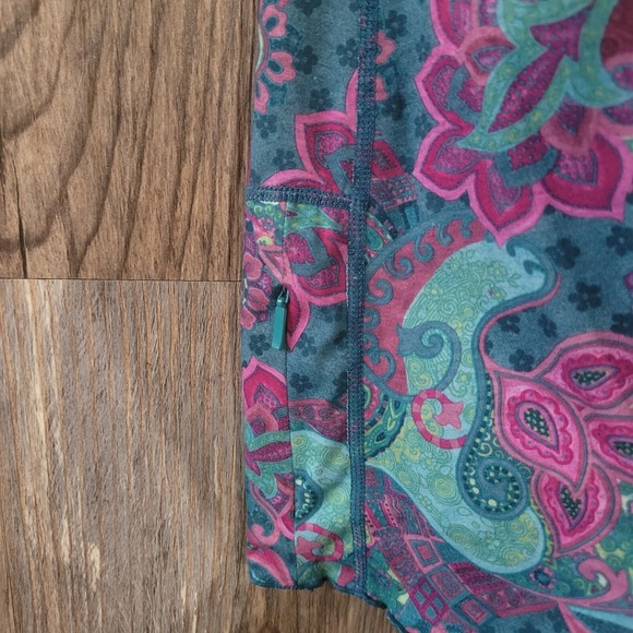 VTG Title Nine Athletic Dress M Floral Paisley Faux Roll Tab Slv Scalloped Hem - Picture 7 of 12